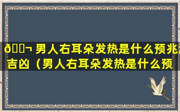 🐬 男人右耳朵发热是什么预兆测吉凶（男人右耳朵发热是什么预 🌵 兆测吉凶图解）